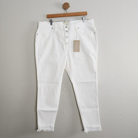 NEW Madewell 10" High Rise Skinny Jeans Pure White Step Hem Edition Women's 35P - Picture 1 of 13